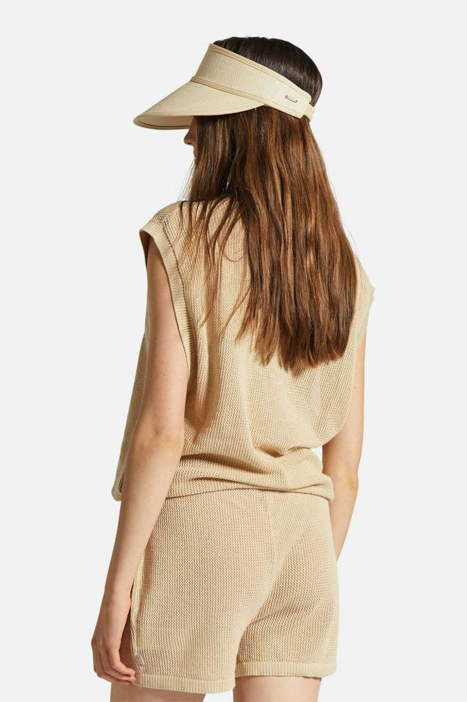 Women's Back Fit Image | Aruba Boxy V-Neck - Oat Milk