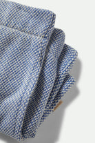 Women's The Weekend Cross Loop French Terry Lounge Short in the color Off White/Electric Indigo - Additional Laydown image