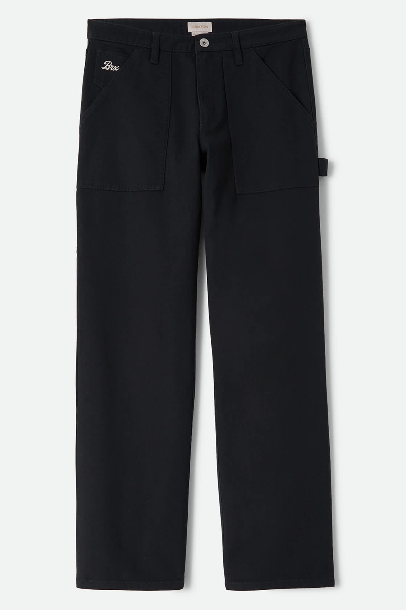 Women's Essex Embroidered Painter Pant in the color Black - Front Product Laydown Image
