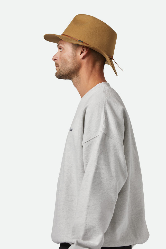 Unisex Wesley Fedora in the color Dune - Men's Side View