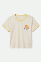 Women's Sunny Days Baby T-Shirt in the color Off White/Celestial Yellow - Front Product Laydown Image