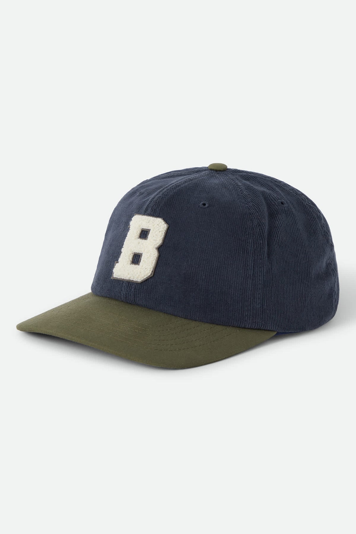 Unisex Big B Adjustable Hat in the color Washed Navy/Dark Olive - Front Product Laydown Image