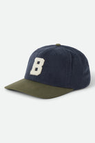 Unisex Big B Adjustable Hat in the color Washed Navy/Dark Olive - Front Product Laydown Image
