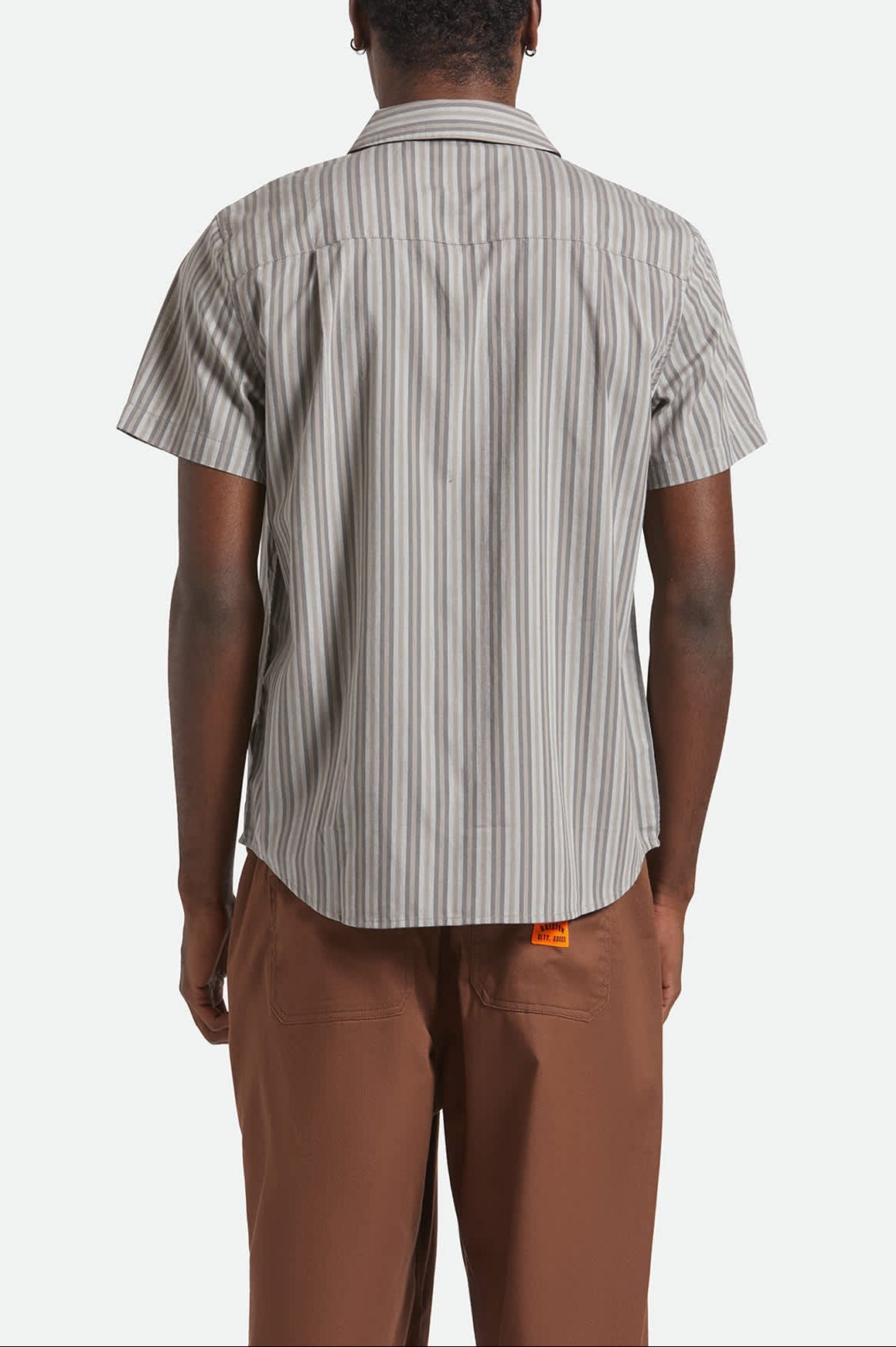 Men's Charter Stripe S/S Shirt in the color Charcoal/Grey - Men's Back View