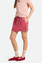 Women's Carefree Organic Garment Dye Lounge Skirt in the color Robust Red - Additional Fit image
