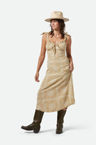 Women's Wandering Tie Dress in the color Pale Khaki Bandana - Women's Front View