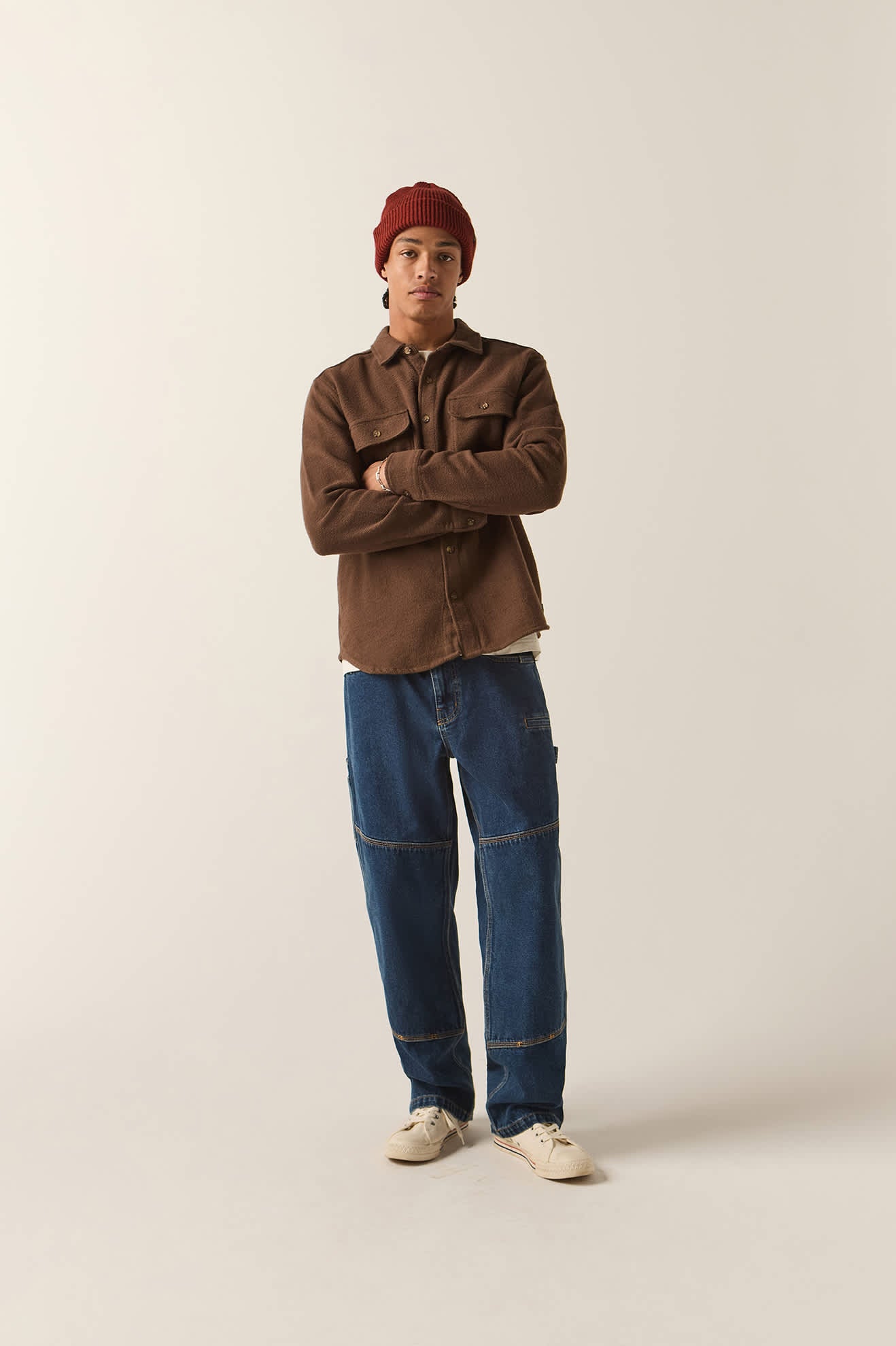 Men's Bowery Textured Twill Overshirt in the color Walnut Brown - Additional Fit image