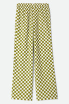 Women's The Lola Lounge Pant in the color Sublime Green Checkerboard - Front Product Laydown Image