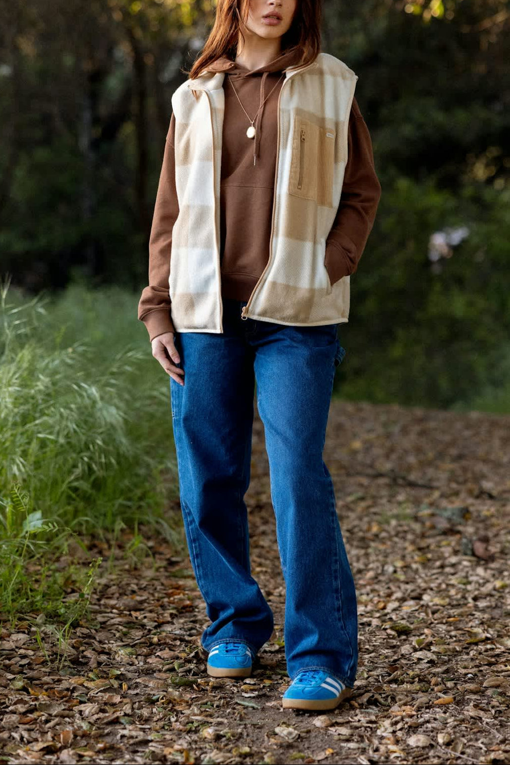 Women's Arctic Fleece Vest in the color Sand - Additional Fit View