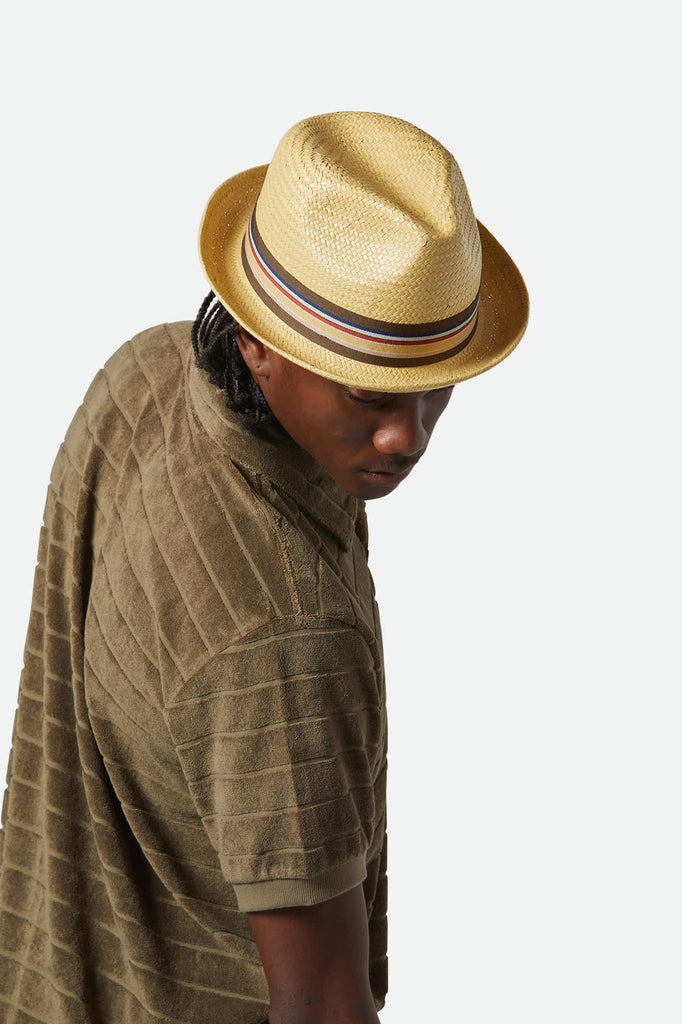 Unisex Castor Fedora in the color Tan - Additional Fit View