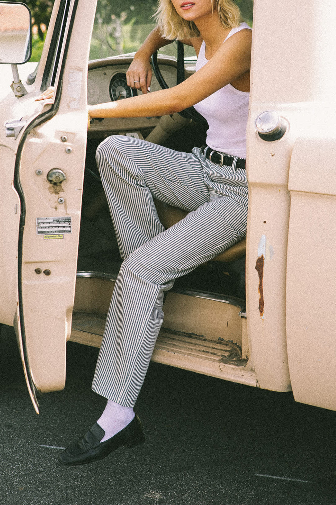 Women's Bedford Pant in the color Azure Blue Pinstripe - Men's Lifestyle image