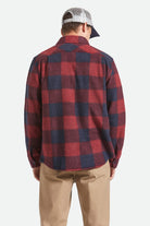 Men's Bowery Arctic Stretch Fleece in the color Adrenaline Rush/Mood Indigo Plaid - Men's Back View