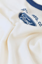 Women's Ford Banner Ringer A-Tank in the color Wimbledon White - Additional Laydown image