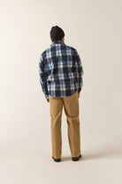 Men's Textured Durham Jacket in the color Classic Navy Plaid - Men's Back View