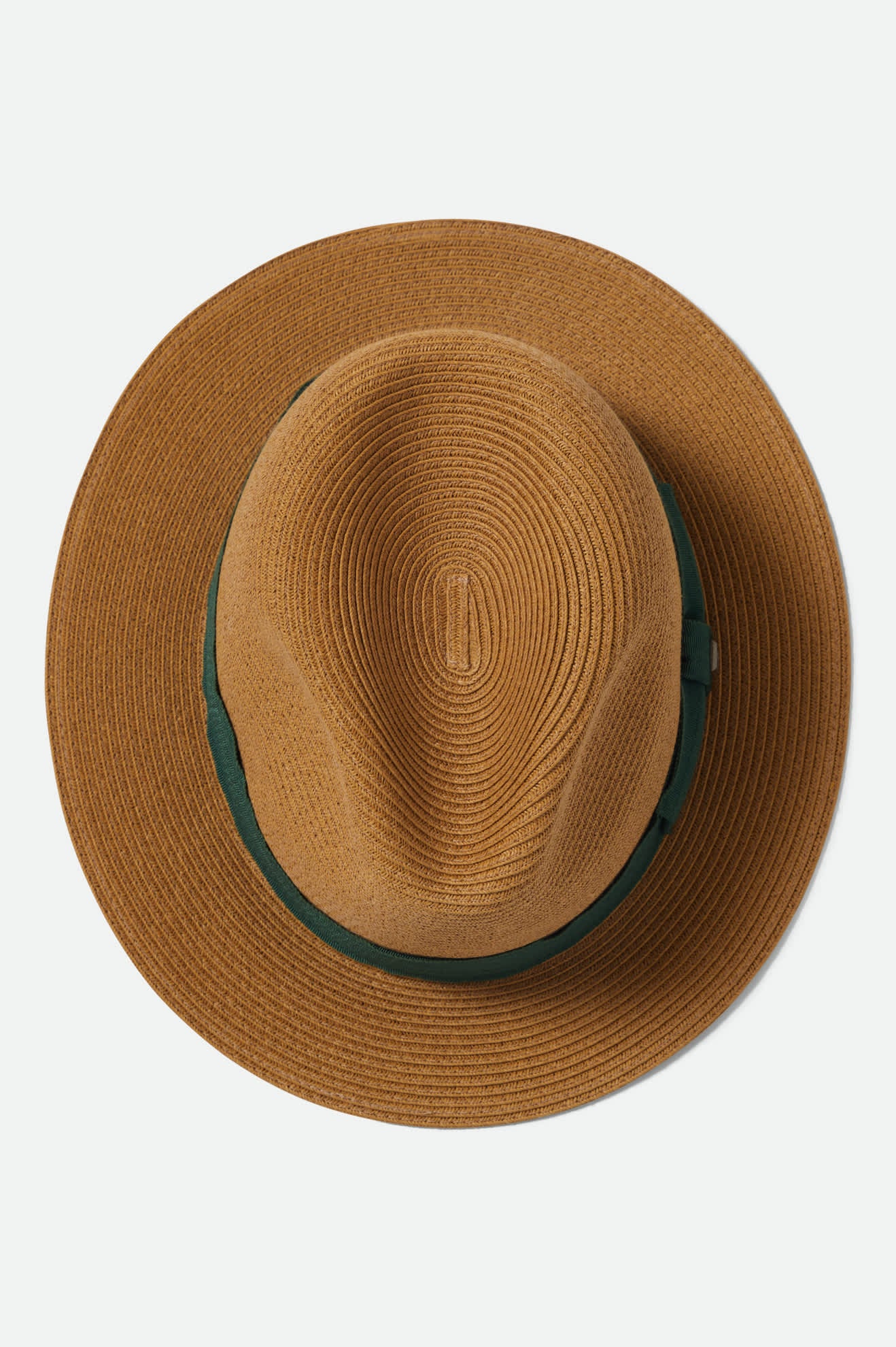 Unisex Roma Straw Packable Fedora in the color Dark Tan/Primal Green - Additional Laydown image