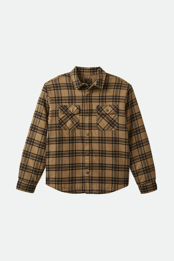 Men's Bowery Quilted L/S Flannel in the color Woodsmoke/Black - Front Product View