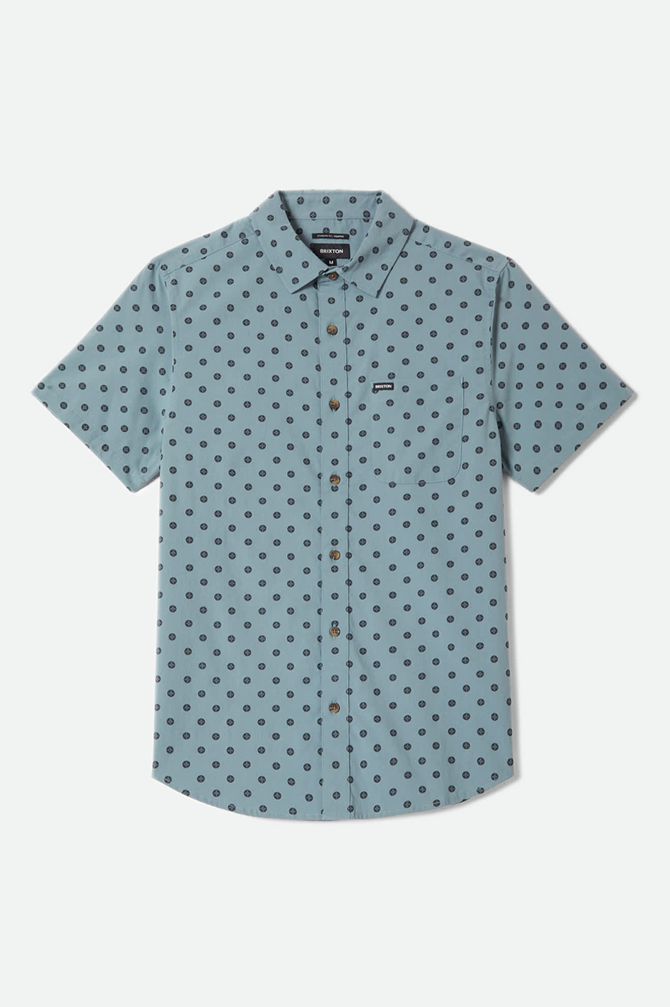 Men's Charter Print Short Sleeve Shirt in the color Micro Street Tile - Front Product Laydown Image