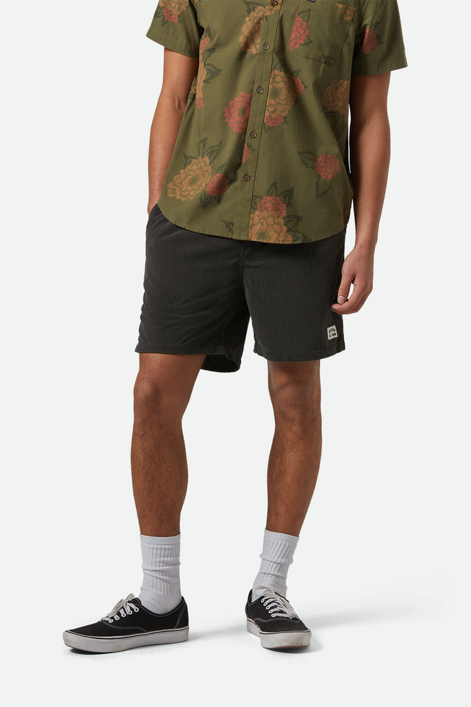 Men's Everyday Corduroy Short in the color Washed Black - Men's Front View