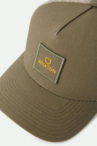 Unisex Alpha Block NetPlus Trucker Hat in the color Ivy Green/Sand - Additional Laydown image