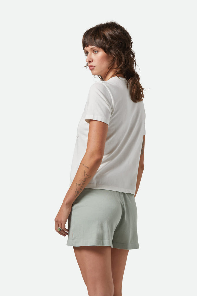 Women's Carefree Organic Garment Dye Perfect T-Shirt in the color Off White - Women's Side View