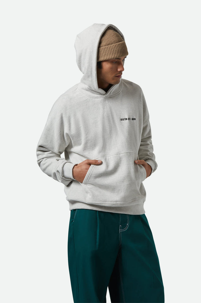 Men's Embroidered Heavyweight Oversized Hoodie in the color Heather Grey Ash - Men's Front View