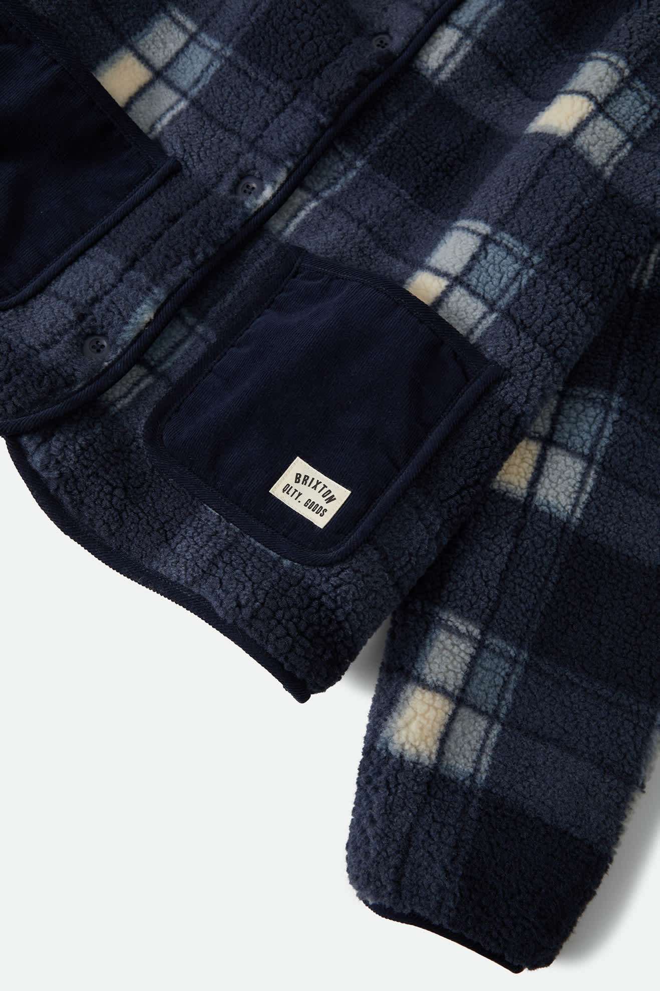 Women's Delilah Sherpa Jacket in the color Classic Navy Plaid - Additional Laydown image