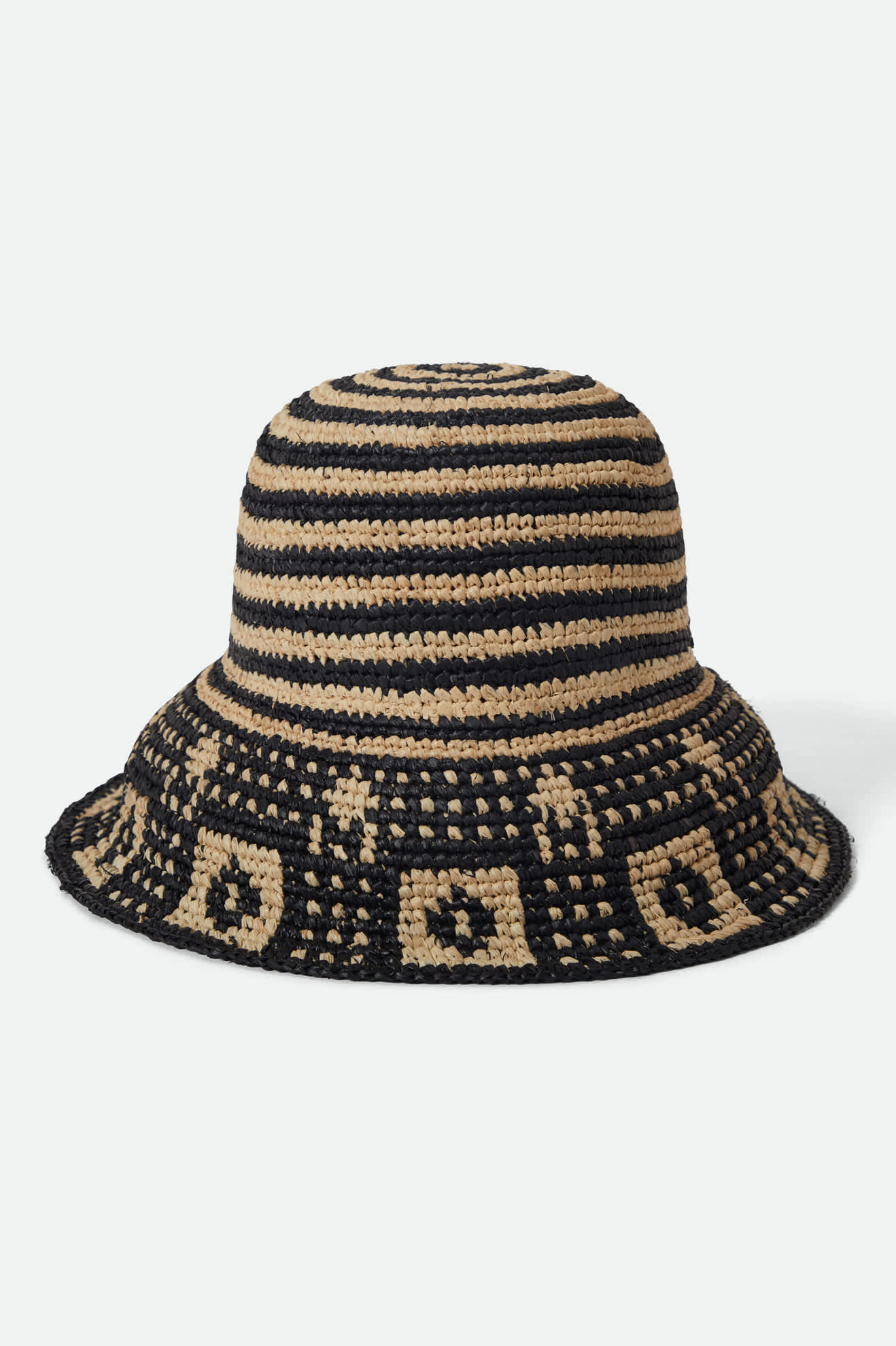 Women's Redding Packable Straw Bucket Hat in the color Black/Natural - Additional Laydown image