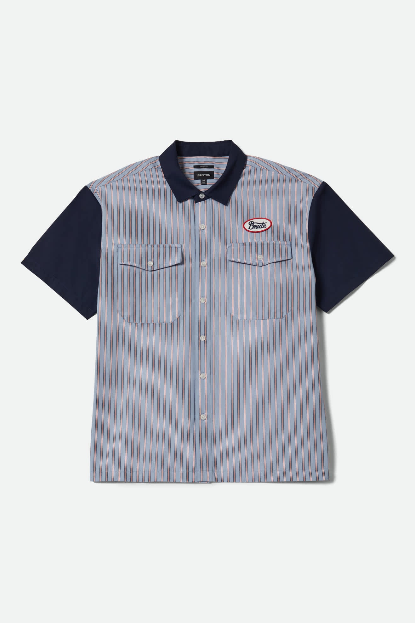 Men's Builders Olson Short Sleeve Shirt in the color Blue Aura Stripe - Front Product View