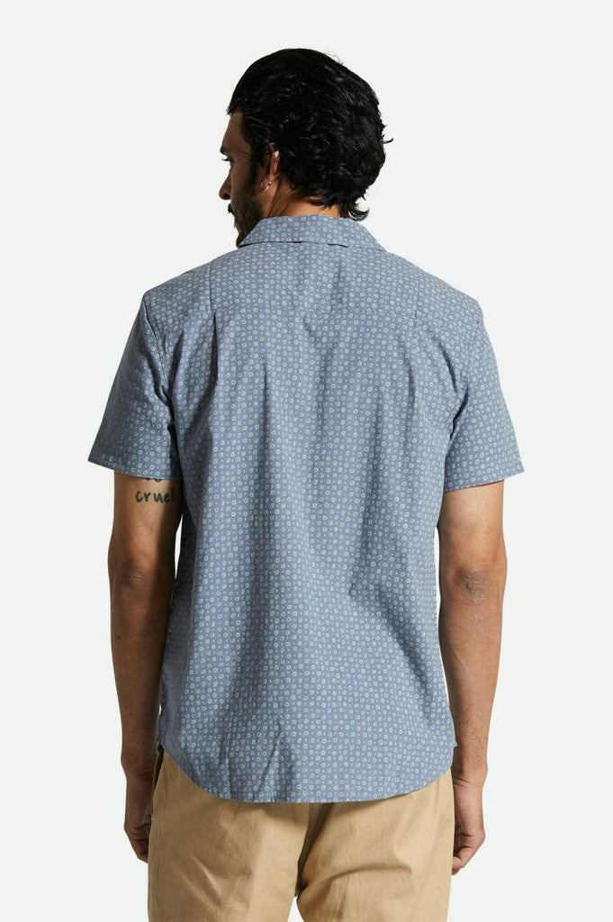 Men's Back Fit Image | Charter Print S/S Shirt - Flint Stone Blue Micro