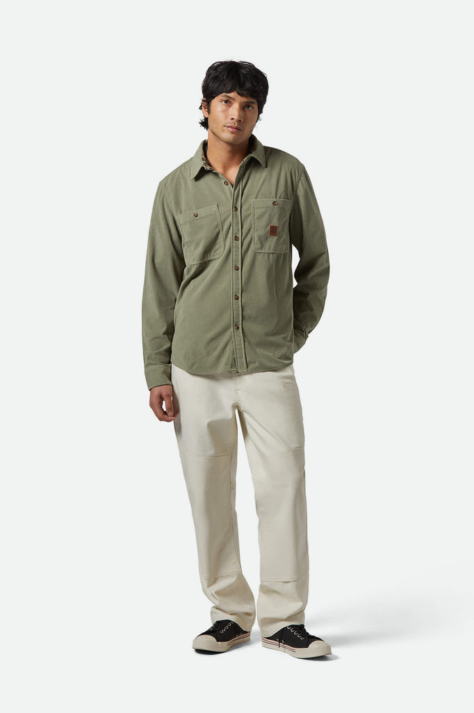 Men's The Field Corduroy L/S Overshirt in the color Military Olive - Men's Featured View