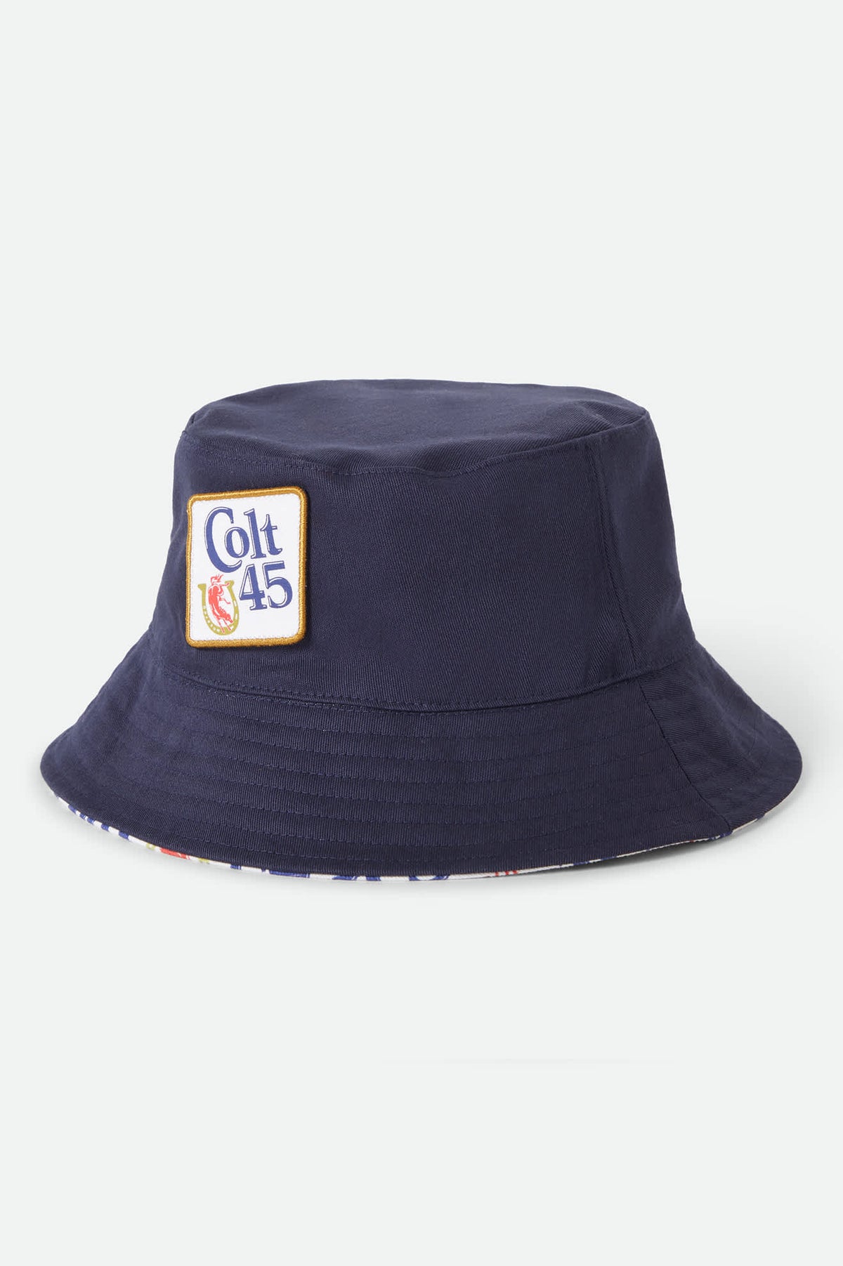 Unisex Colt 45 X Brixton Bucket Hat in the color Multi/Midnight Blue - Front Product Laydown Image