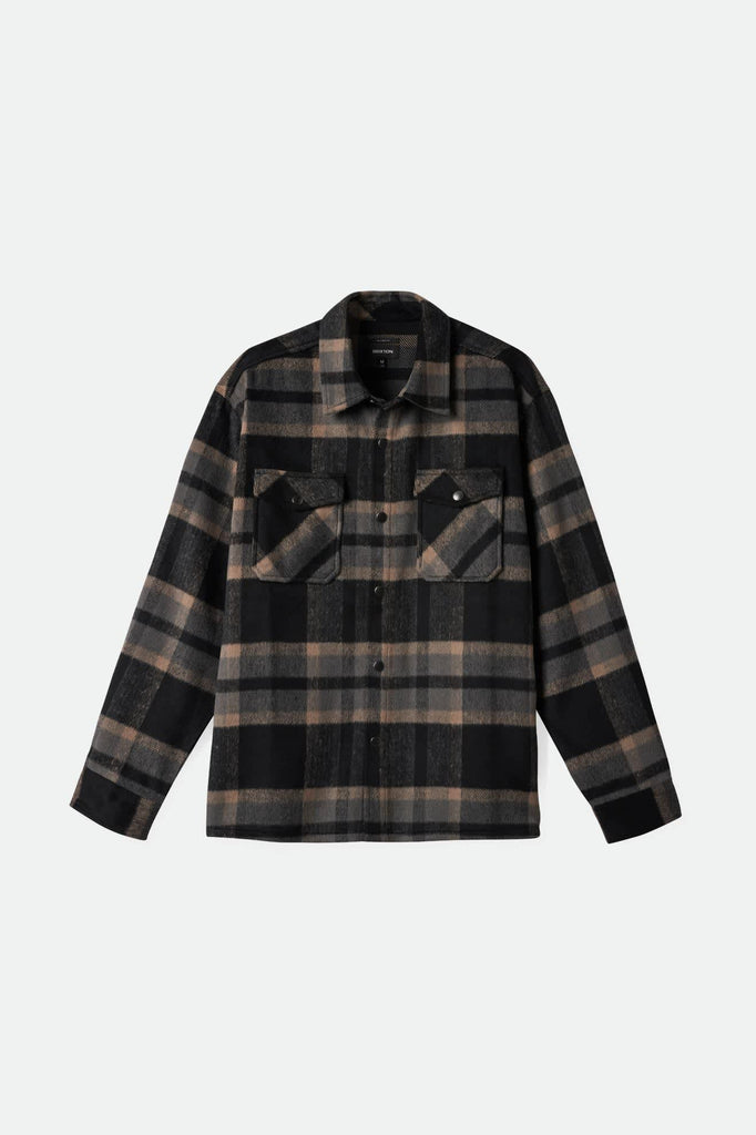 Men's Selden Soft Brushed L/S Flannel Overshirt in the color Black/Charcoal - Front Product View