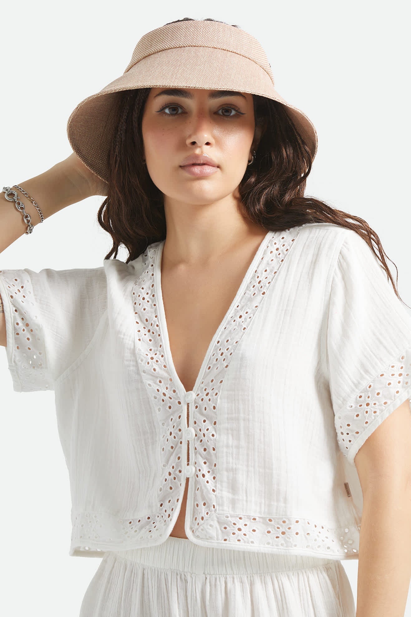 Women's Jasmine Packable Visor in the color Italian Clay/Natural - Women's Front View