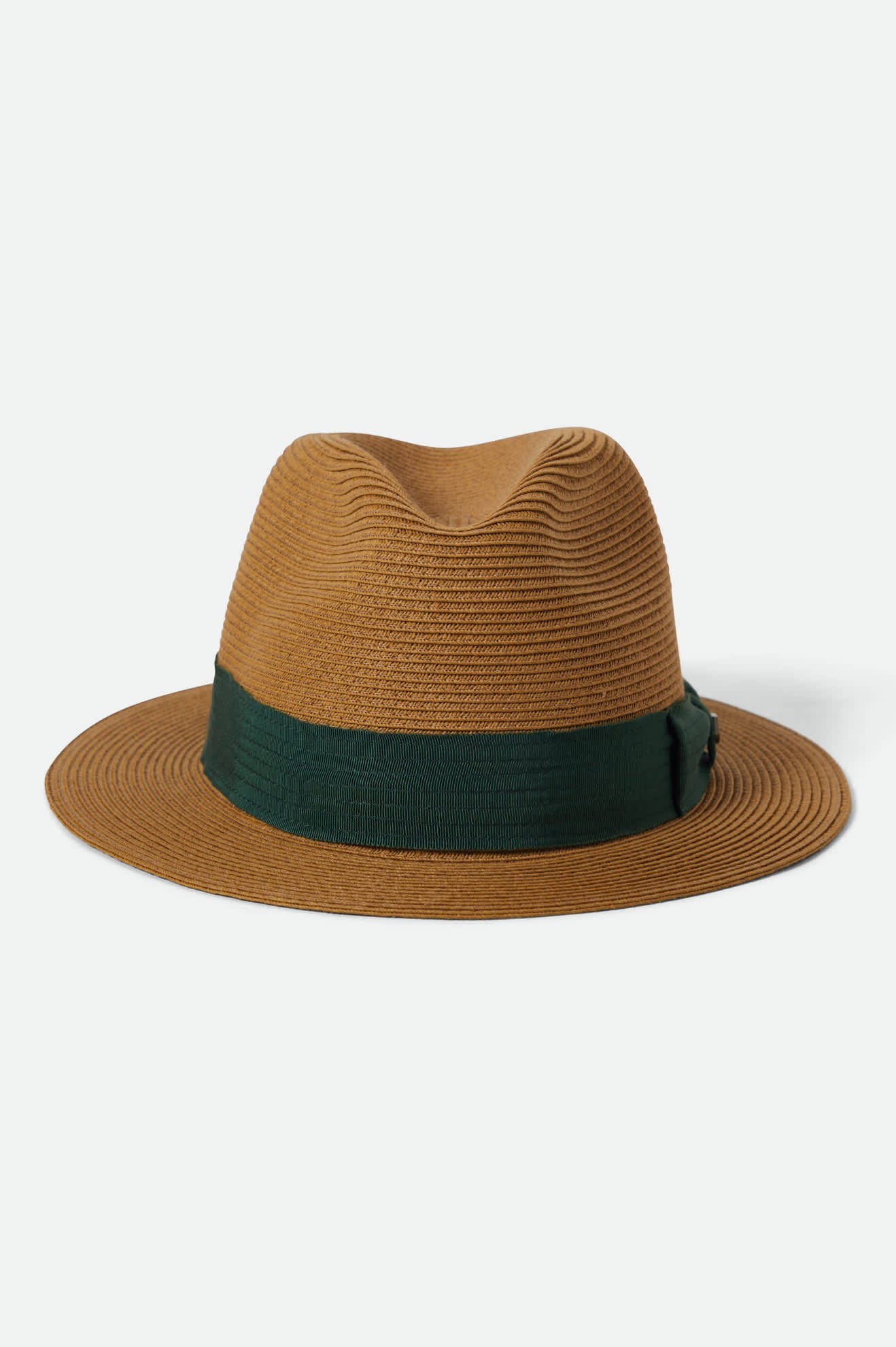 Unisex Roma Straw Packable Fedora in the color Dark Tan/Primal Green - Additional Laydown image