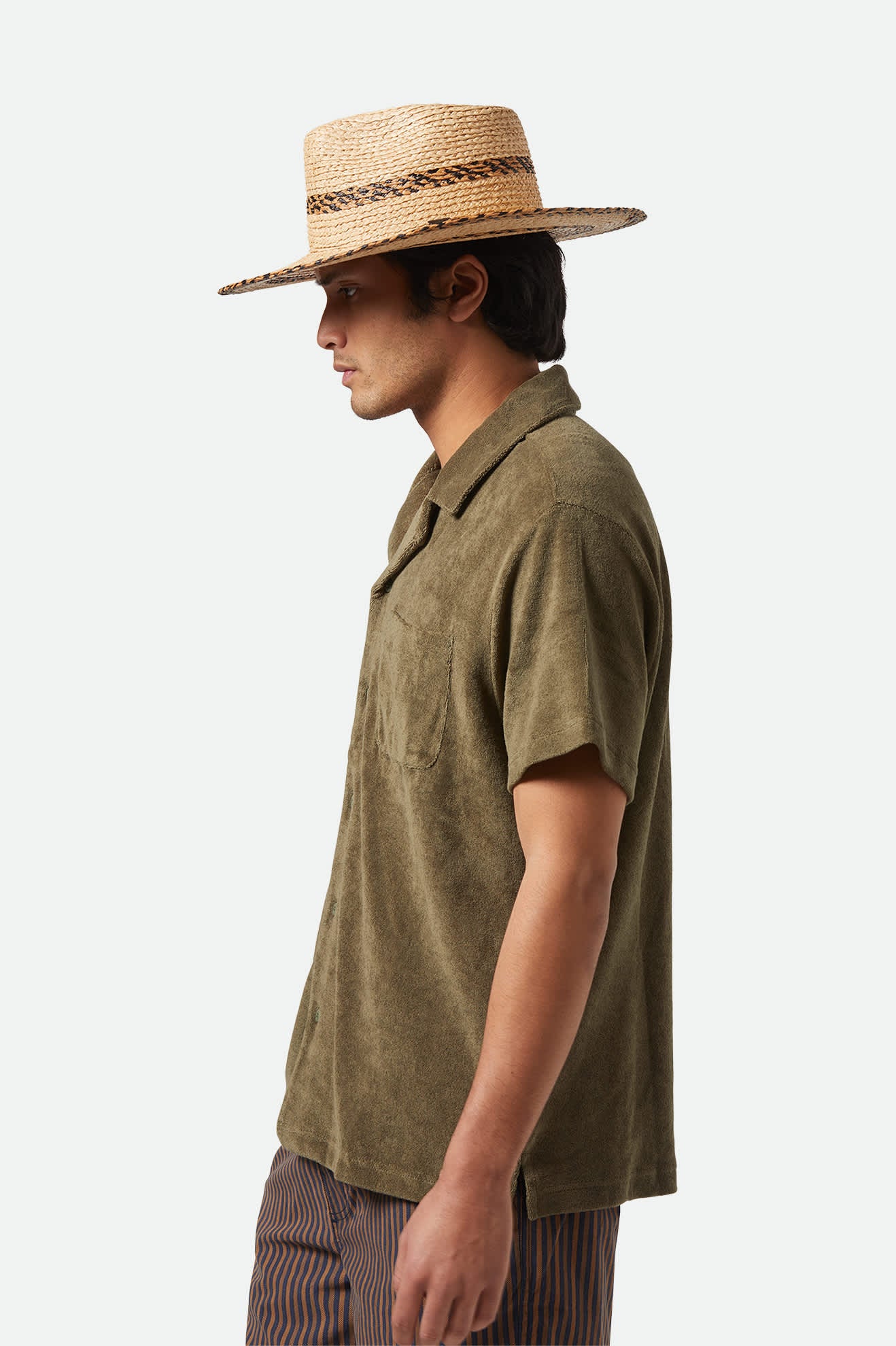 Unisex Cohen Straw Cowboy Hat in the color Tan/Black - Men's Side View