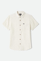 Men's Charter Slub Short Sleeve Shirt in the color Off White Micro Geo - Front Product Laydown Image