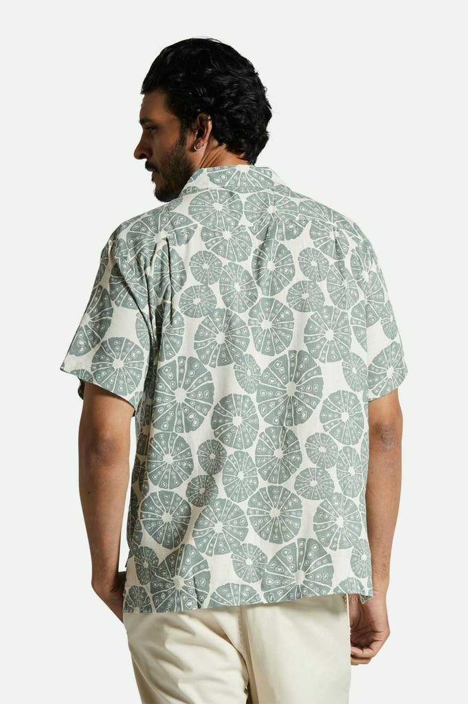 Men's Back Fit Image | Bunker Slub S/S Camp Collar Shirt - Whitecap/Chinois Green