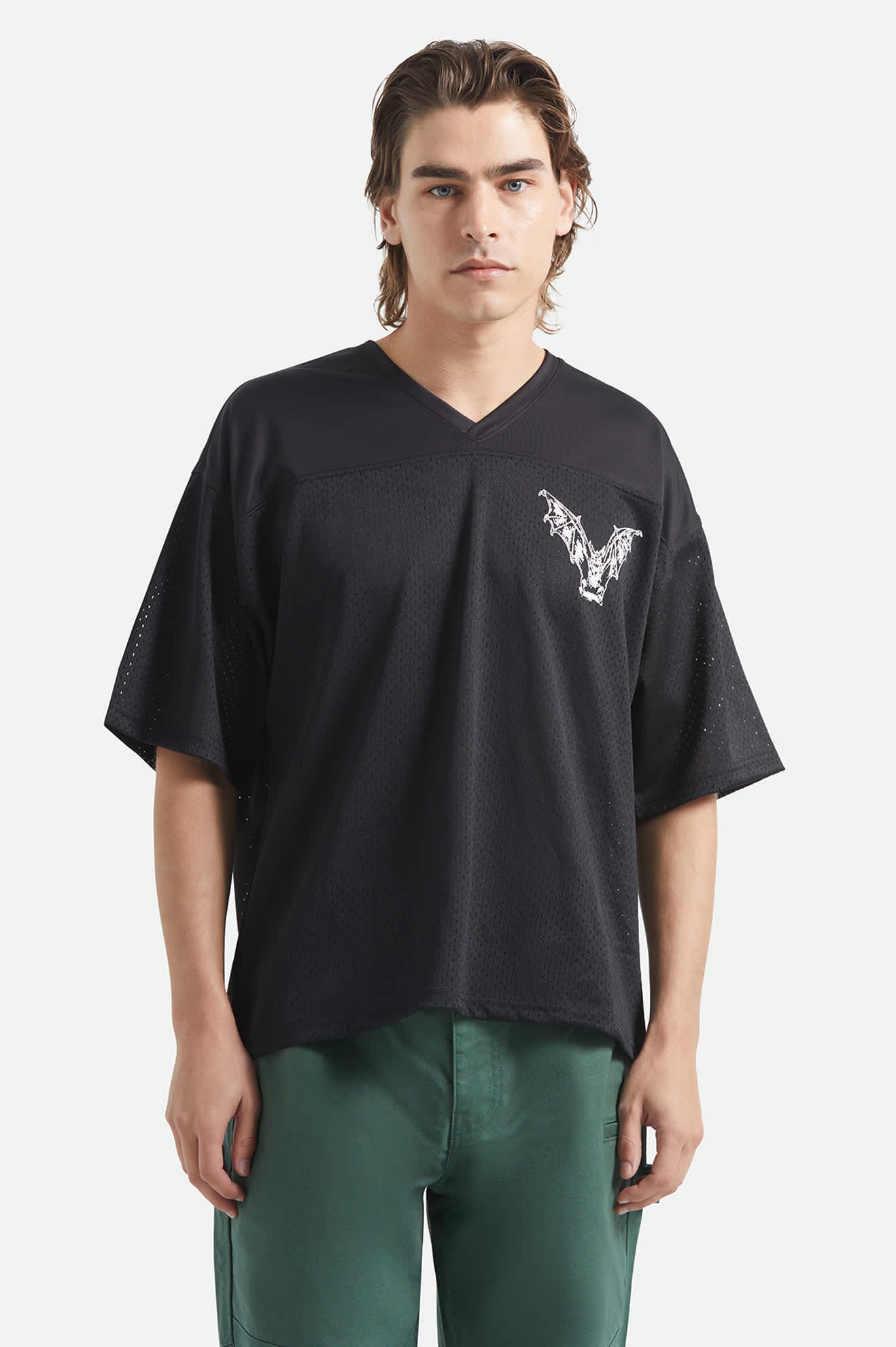 Men's Baggy Mesh Practice Jersey in the color Black/White Chippa - Men's Front View