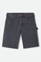 Men's Builders Carpenter Baggy Short in the color Washed Black Denim - Front Product Laydown Image