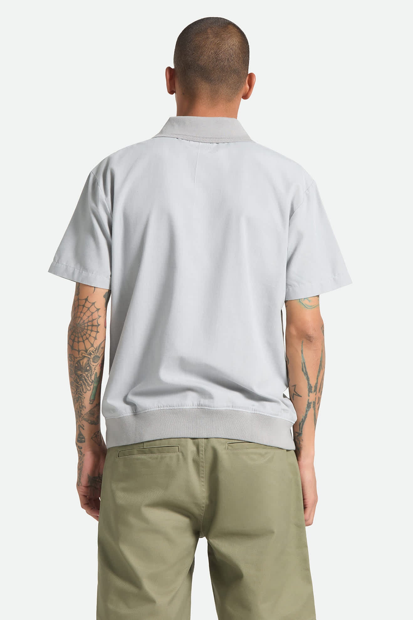 Men's Trolly Jacquard Weekend Short Sleeve Polo in the color Blue Aura - Men's Back View