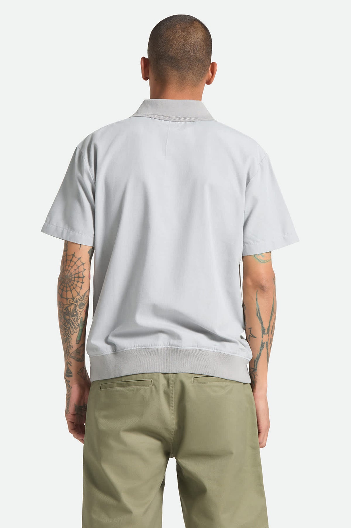 Men's Trolly Jacquard Weekend Short Sleeve Polo in the color Blue Aura - Men's Back View