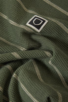 Men's Parsons Stripped Pique Boxy T-Shirt in the color Dark Olive/Whitecap - Additional Laydown image