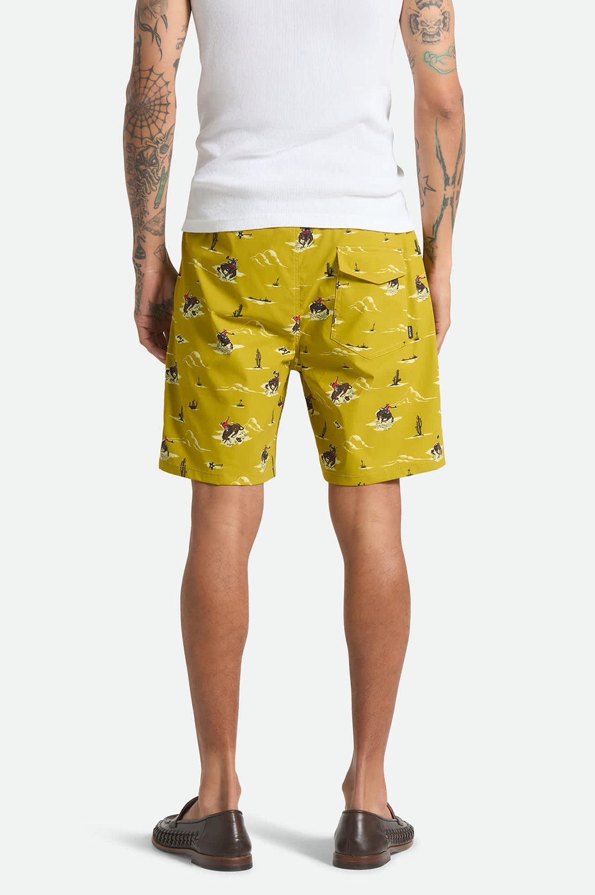 Men's Everyday Stretch Hybrid Short 7" in the color Texas Gold Lone Star - Men's Back View