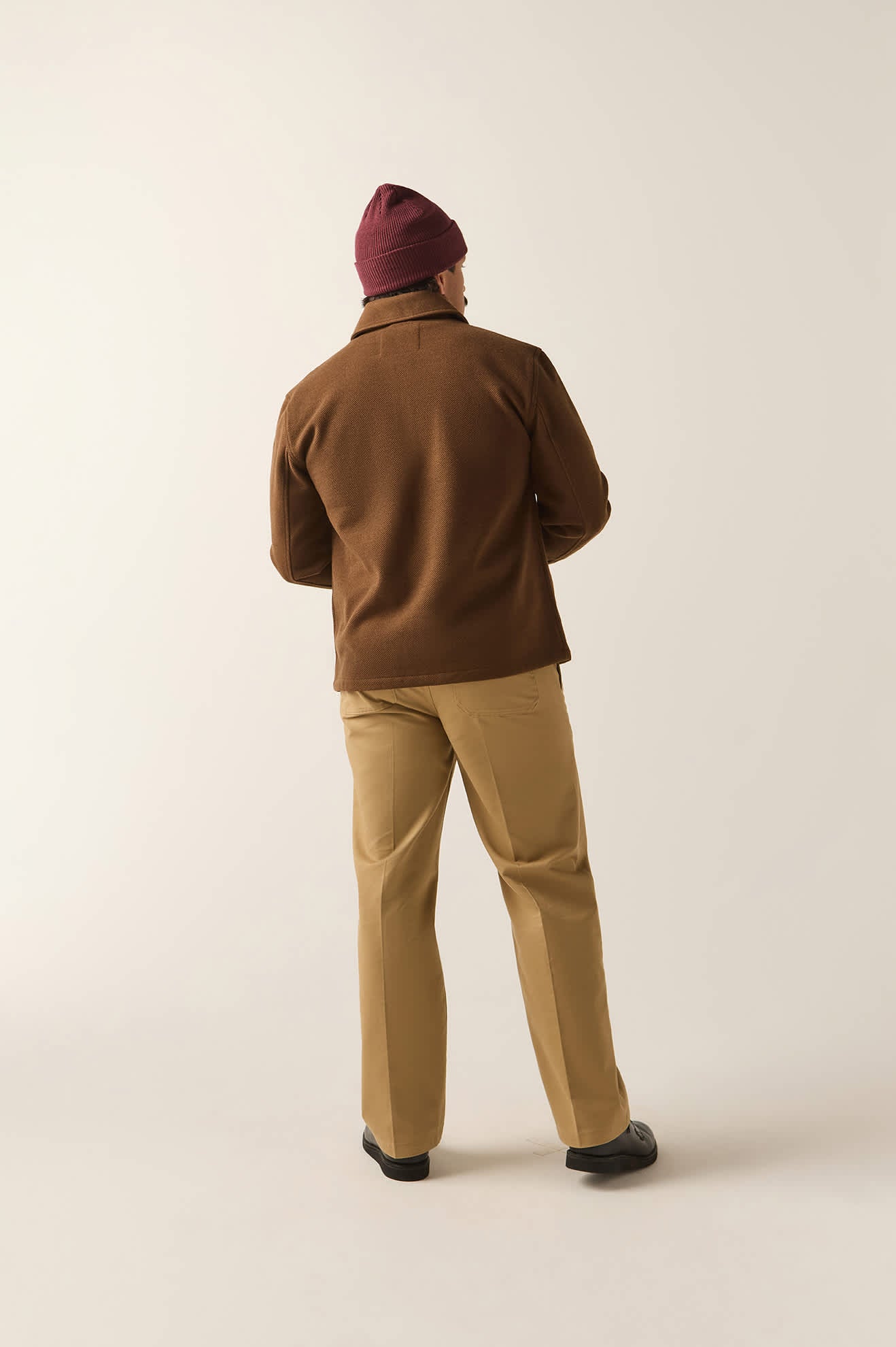 Men's Trademark Zip Flannel Jacket in the color Heathered Brown - Men's Back View