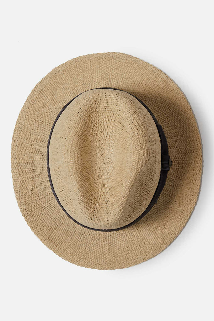 Unisex Roma Straw Fedora in the color Natural/Black - Additional Laydown image