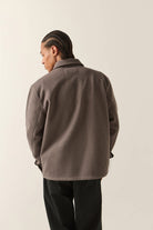 Men's Trademark Zip Flannel Jacket in the color Heather Grey - Men's Back View