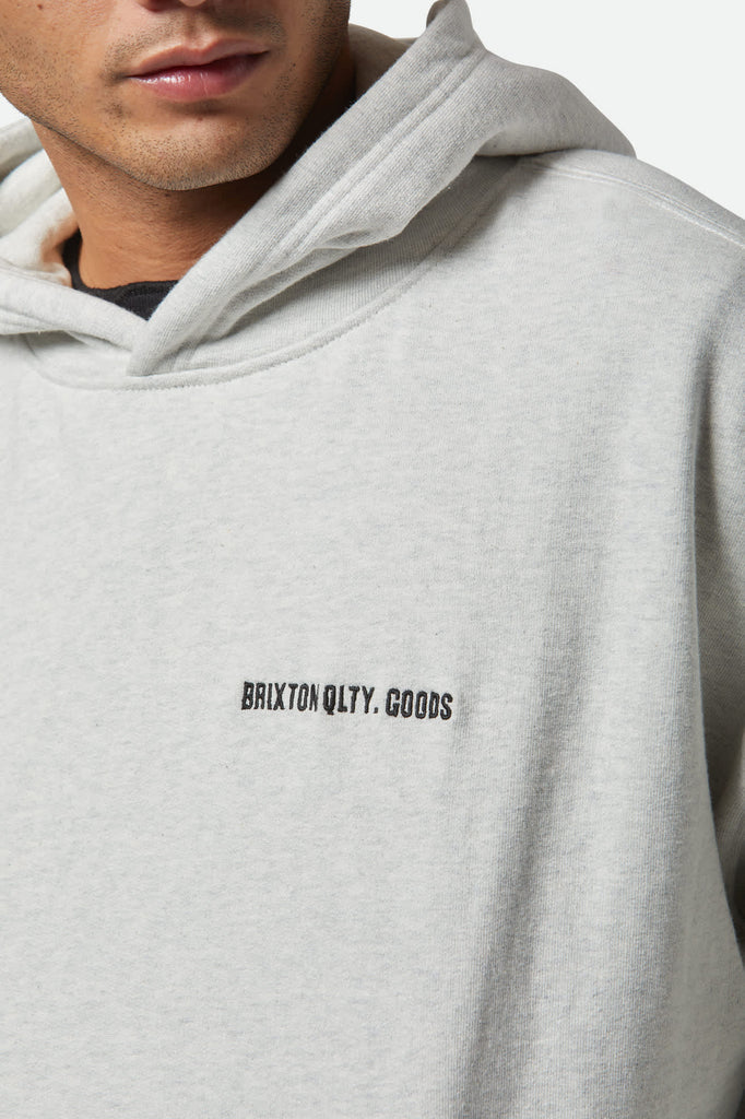 Men's Embroidered Heavyweight Oversized Hoodie in the color Heather Grey Ash - Additional Fit View