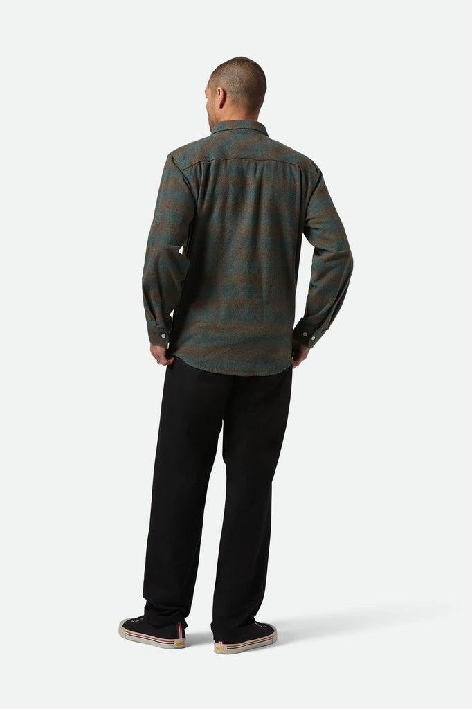 Men's Bowery L/S Flannel in the color Ocean - Men's Back View