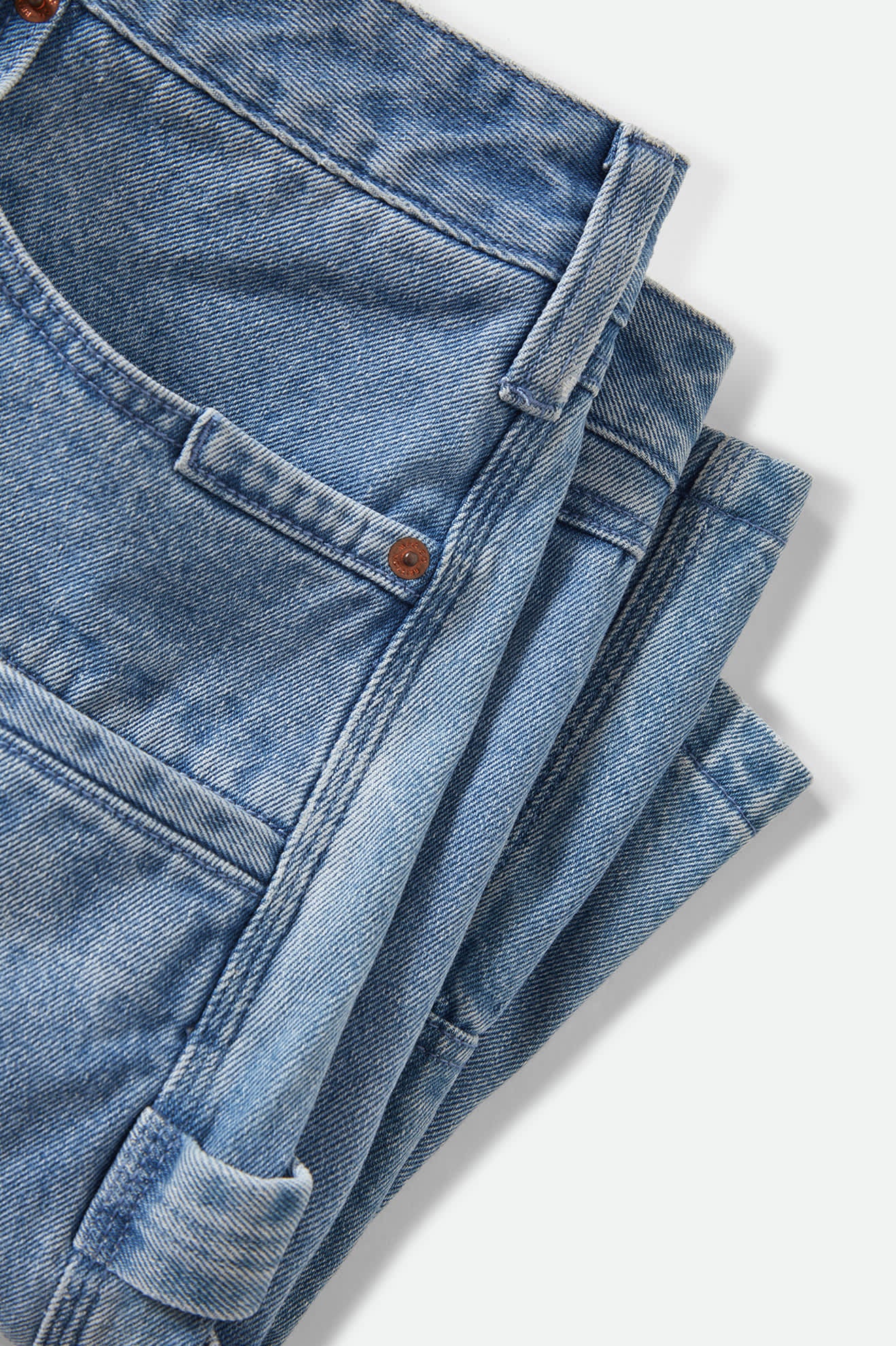 Men's Builders Carpenter Baggy Short in the color Washed Blue Denim - Additional Laydown image
