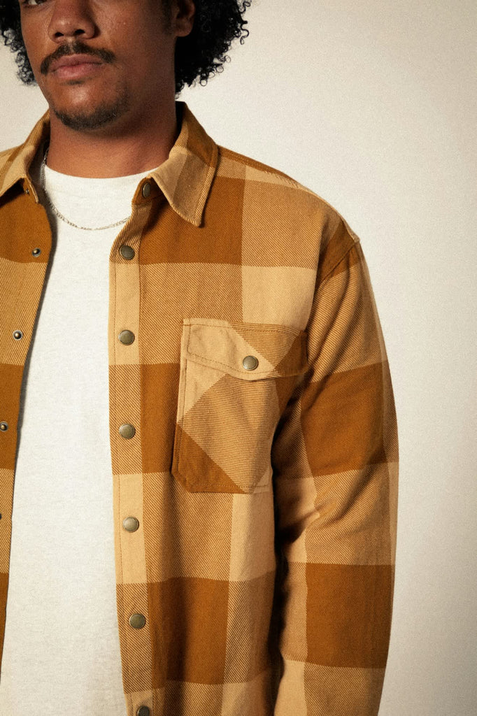 Men's Selden L/S Flannel in the color Washed Copper/Curry Buffalo - Additional Fit image